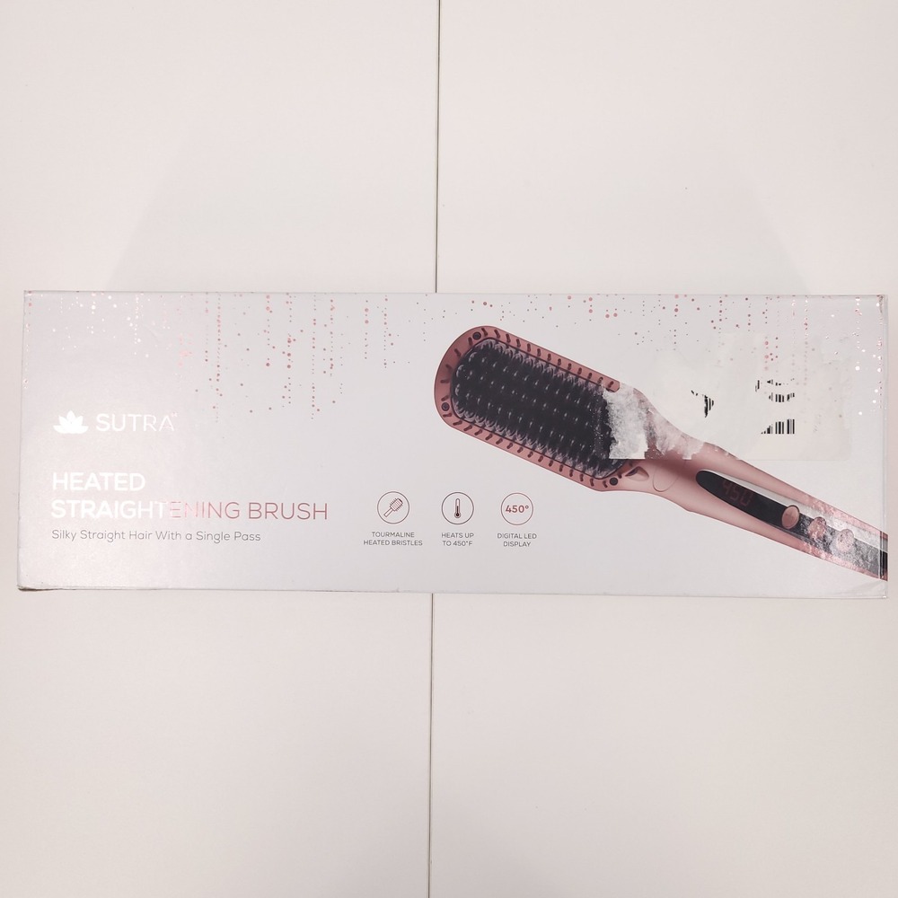Sutra Heated Straightening Brush Silky‎ Straight Hair Tourmaline Rose Gold Pink